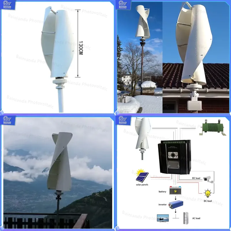 Renewable Energy Wind Solar - 600W verticale as-windturbine 12V windenergiegenerator Zonne-alternatief